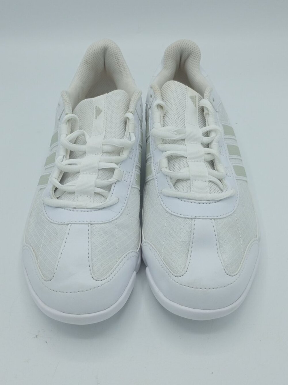 Women Girls White Grey Adidas Triple Cheer Sneakers Size 9 Model #111089250
